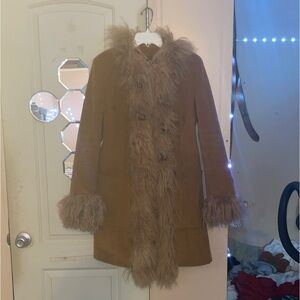 Dolce & Gabbana Brown Teddy Jacket with Real Fur Trim